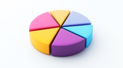 Obraz premium Colorful Six Section 3D Pie Chart Data Visualization Business Report Presentation