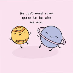 A cute digital illustration of a cute planet, accompanied by an uplifting message about resilience and support, the image features a pastel colored background and hand-drawn text.