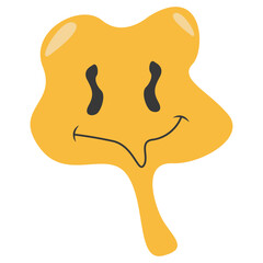 Psychedelic Dripping Emoticon Face with Abstract Design Concept. Vector Illustration
