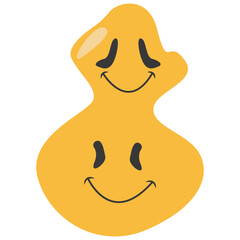 Psychedelic Dripping Emoticon Face with Abstract Design Concept. Vector Illustration