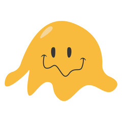 Psychedelic Dripping Emoticon Face with Abstract Design Concept. Vector Illustration