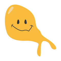 Psychedelic Dripping Emoticon Face with Abstract Design Concept. Vector Illustration