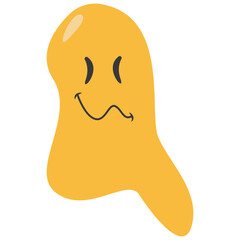 Psychedelic Dripping Emoticon Face with Abstract Design Concept. Vector Illustration