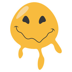 Psychedelic Dripping Emoticon Face with Abstract Design Concept. Vector Illustration