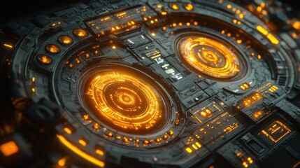 Fototapeta premium Futuristic control panel glowing, space background