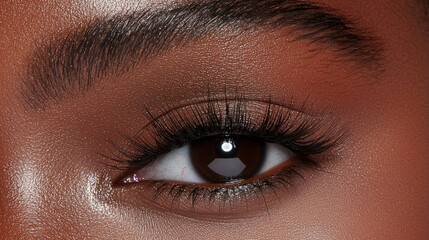 Obraz premium Close-up of an eye with long eyelashes. Beauty concept. For cosmetics ads