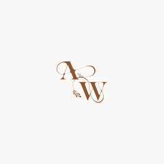 bold and hairline monogram wedding monogram logo initial AW elegant curve organic letter