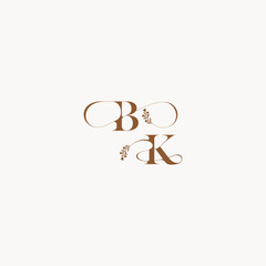 bold and hairline monogram wedding monogram logo initial BK elegant curve organic letter