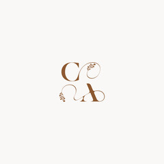 bold and hairline monogram wedding monogram logo initial CA elegant curve organic letter