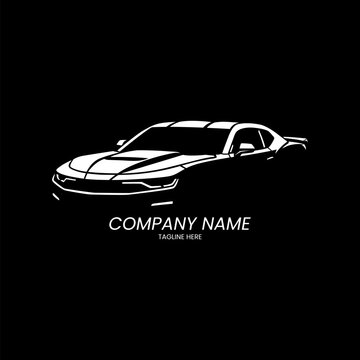 logo silhouette a sport car with a black background