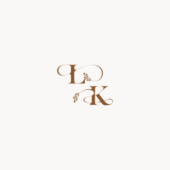 bold and hairline monogram wedding monogram logo initial LK elegant curve organic letter
