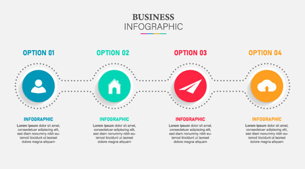 Vector infographic design template with 4 options or steps. Can be used for process diagram, workflow layout, info graph, annual report, flow chart.
