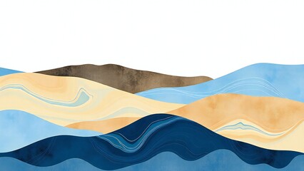 Abstract Blue and Earth Tones Wave Pattern Background. High quality photo