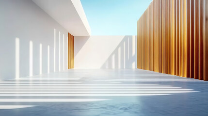 Obraz premium Futuristic minimalist light golden architectural space platform