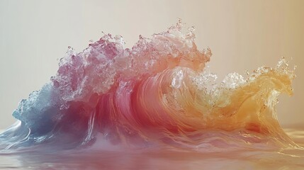 Fototapeta premium A colorful ocean wave rendered with unique crystalline transparency