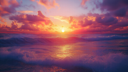 Fototapeta premium Spectacular sunset over the ocean with the sky glowing in a symphony of colors