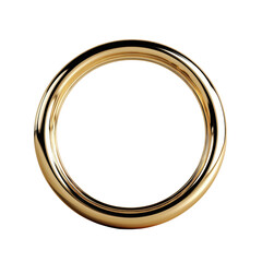 Gold wedding ring placed on a smooth black background for elegant jewelry presentation on white background , cut out.
