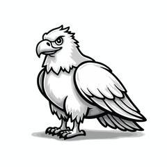 Fototapeta premium Bold eagle black and white vector, majestic and powerful bird illustration.