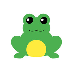 green frog on white background
