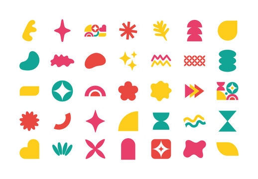 Colorful Geometric Abstract Shapes Icons Set
