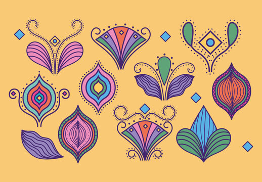 Colorful Decorative Mandala Elements Illustration Set