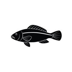Wrasse Silhouette Vector and Wrasse Fish Black Design Illustration