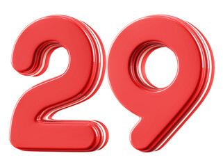 3D Glossy Red Number 29