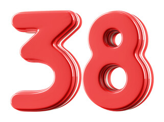 3D Glossy Red Number 38