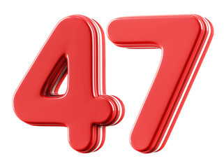 3D Glossy Red Number 47