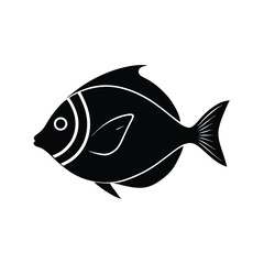 Yellow Tang Silhouette Vector Art and Black Color Yellow Tang Fish Illustration Design