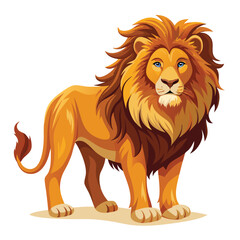 A Majestic Golden Lion Standing Pose on White Background