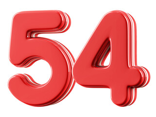 3D Glossy Red Number 54