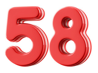 3D Glossy Red Number 58