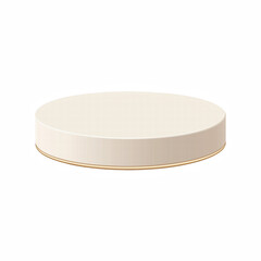 Realistic illustration of a single-tiered cream-colored podium with a smooth, minimalist design, ideal for product display, exhibition, or branding presentation.