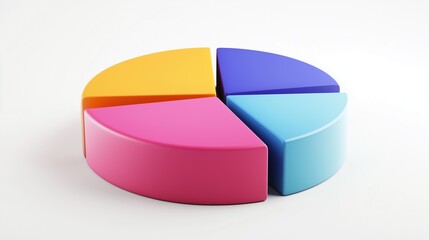 Obraz premium Colorful Three Dimensional Pie Chart Data Visualization for Business Marketing and Financial Reports