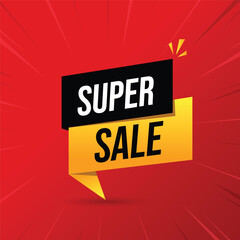 vector super sale modern icon and black, yellow, red color design
