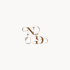 bold and hairline monogram wedding monogram logo initial ND elegant curve organic letter
