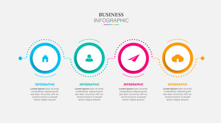 Timeline infographic design with circle for business template. Vector 4 steps.