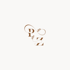 bold and hairline monogram wedding monogram logo initial PZ elegant curve organic letter