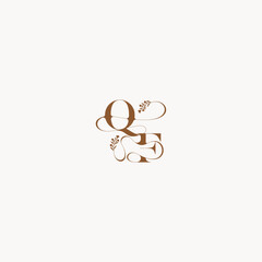 bold and hairline monogram wedding monogram logo initial QF elegant curve organic letter