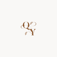 bold and hairline monogram wedding monogram logo initial QY elegant curve organic letter