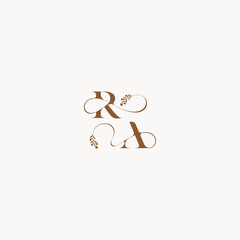 bold and hairline monogram wedding monogram logo initial RA elegant curve organic letter