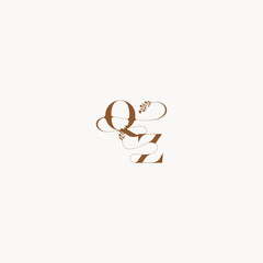 bold and hairline monogram wedding monogram logo initial QZ elegant curve organic letter