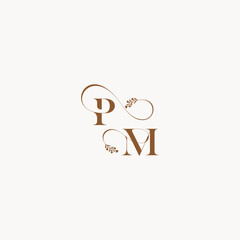 bold and hairline monogram wedding monogram logo initial PM elegant curve organic letter