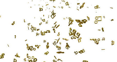 Musical notes flying on Alpha Channel Background. Musical Notes Loopable animation. Neon music icon animation video. neon musical note icons