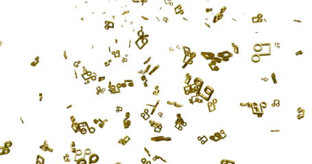 Musical notes flying on Alpha Channel Background. Musical Notes Loopable animation. Neon music icon animation video. neon musical note icons