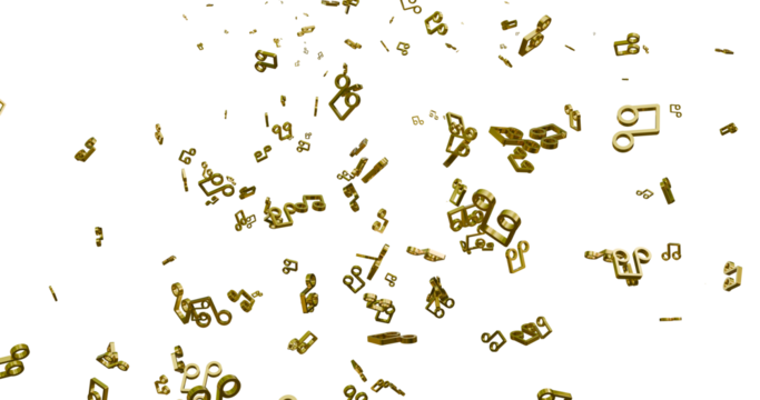 Musical notes flying on Alpha Channel Background. Musical Notes Loopable animation. Neon music icon animation video. neon musical note icons