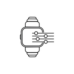 Options of Smart Watch Line Icon. Smartwatch Settings Linear Icon. Control Panel of Electronic Device Pictogram. Editable stroke. Vector Illustration.