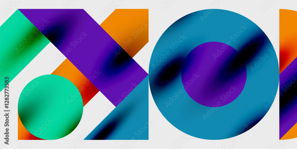 Poster Vibrant abstract background circles with smooth gradients, creating a dynamic and modern design. Ideal for creative, tech, or contemporary-themed projects