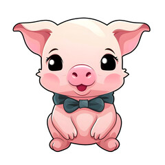 Naklejka premium Cute little pig cartoon, transparent background .PNG (scalable)